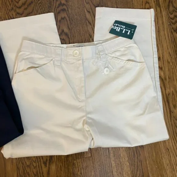 (2) L.L. Bean Classic Fit 10R khaki (Whalebone) and black cropped pants Bayside - Picture 3 of 9